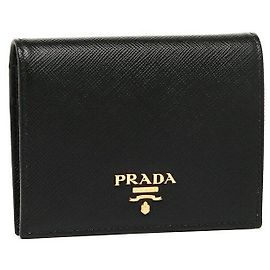 Prada Saffiano Metal Logo Wallet Black