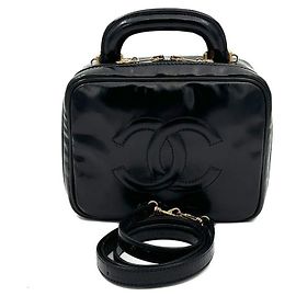 Chanel Bolsa transversal vanity em couro Preto