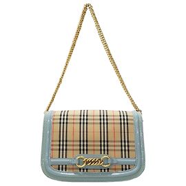 Burberry Bolsa de ombro com corrente e padrão xadrez Azul