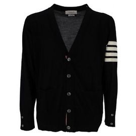 Thom Browne Klassischer Cardigan aus feiner Merinowolle Schwarz