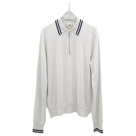Hermès Cashmere-Strick mit halbem Reißverschluss Silber