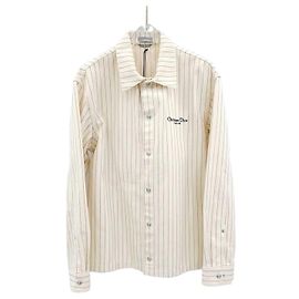 Dior Bestickte Hemdjacke mit Couture-Streifenlogo Weiß