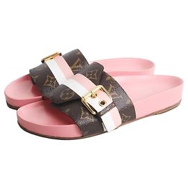 Louis Vuitton Monogram Gold Slipper Red