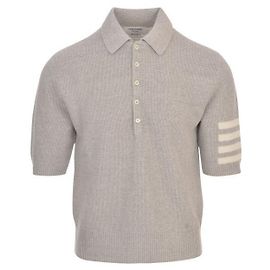 Thom Browne Polo de lin e algodão com caimento relaxado Marrom
