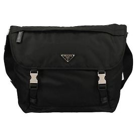 Prada Re-Nylon Saffiano Leather Shoulder Bag Black