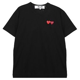 Comme Des Garcons Play Double Heart T-Shirt Schwarz