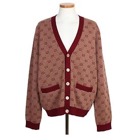 Gucci Jacquard-Wollstrickjacke XXL Rot