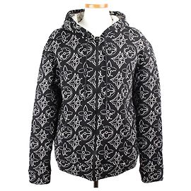 Louis Vuitton Sudadera con Capucha Monogram Flower Zip XL Negro