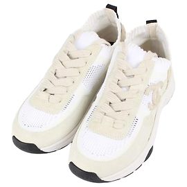 Chanel Strick-Wildleder-Sneaker Creme Weiß