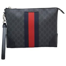 Pochette Gucci GG Supreme Three Stripe avec boîte complète Noir