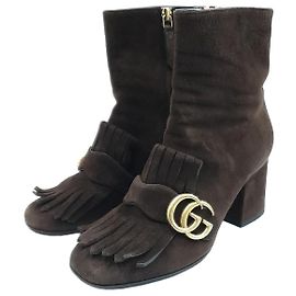 Bottines en daim Gucci Marmont Marron