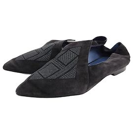 Hermès Suede Flats Black
