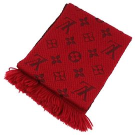 Louis Vuitton Cachecol de mistura de lã com franjas vermelho Vermelho