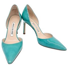 Chaussures en cuir verni Manolo Blahnik Vert