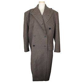 Balenciaga Multi-Check Asymmetric Oversized Wool Long Coat Multiple colors