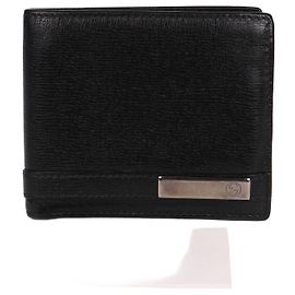 Gucci Black Logo Men's Bi-Fold Wallet Black