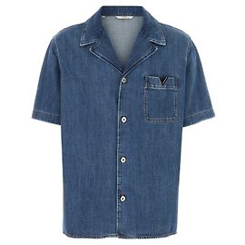 Valentino Refurbished Garavani Kurzarmhemd Größe Blau