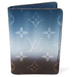 Louis Vuitton Monogram Pigment Gradation Canvas Pocket Organizer Card Wallet Blue