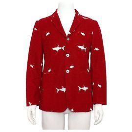 Thom Browne Red Fish Embroidered Blazer Men's Jacket Red