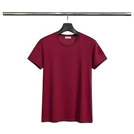 Moncler Kurzärmeliges T-Shirt mit Samtpatch Rot