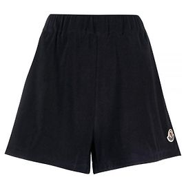 Short de algodón de rizo con parche de logotipo Moncler Negro