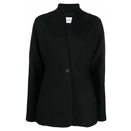 Salvatore Ferragamo Women's Short Wool Single-Breasted Blazer Jacket Black Black