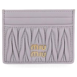 Miu Miu Lambskin Leather Card Holder Silvery