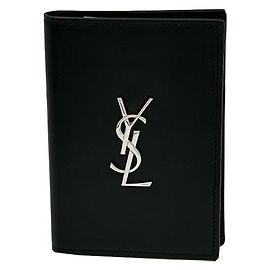 Saint Laurent Black Calfskin Passport Case Wallet Black