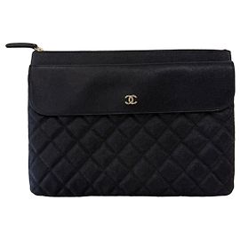 Chanel Clutch de Aba Caviar Branco