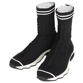 Fendi Sneakers high-top in maglia mesh Nero