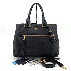 Prada Borsa Tote e Borsa a Spalla Vitello Donna Nero