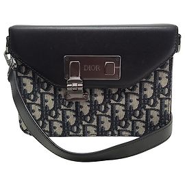 Dior Borsa Messenger a Tracolla in Jacquard Oblique Nero
