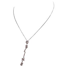 Céline Lettering Drop Chain Necklace Silvery