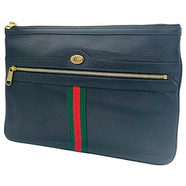 Gucci Clutch Ophidia Black Three Stripe Nero