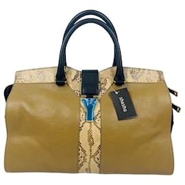 Saint Laurent Cabas Chyc Python Medium Tote Bag Doré