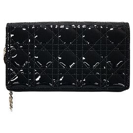 Dior Lady Patent Chain Pouch Bag Black