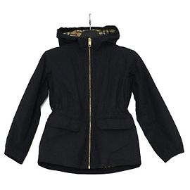 Burberry Giacca con cappuccio per bambine junior in cotone Vintage Check Nero