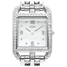 Hermès Relógio de aço Cape Cod Diamond Prata