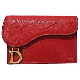Dior Saddle Flap Card Wallet Red