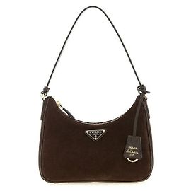 Prada Mini bolsa de camurça Réedition Marrom