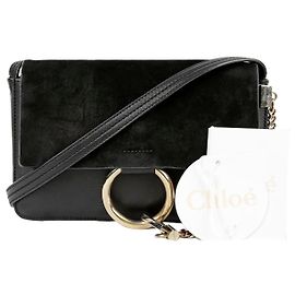 Chloé Piccola borsa a tracolla in pelle nera e scamosciata Nero