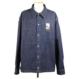 Balenciaga Kerouac Logo Oversized Denim Shirt Jacket Blue