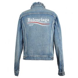 Balenciaga Wave Logo Denim Jacket Blue