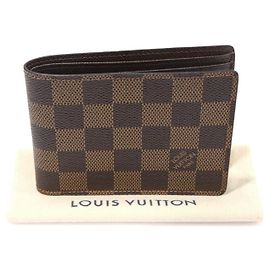 Louis Vuitton Cartera multiusos en lona Damier Ebene Castaño