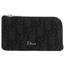 Dior Zipper Card Holder Black Oblique Jacquard Black