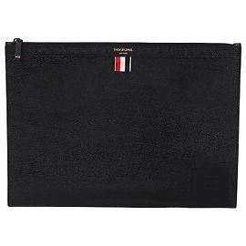 Thom Browne Brass Label Large Black Clutch Bag Black