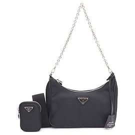 Prada Bolsa de ombro e hobo multi Tessuto Re-Edition preta Preto
