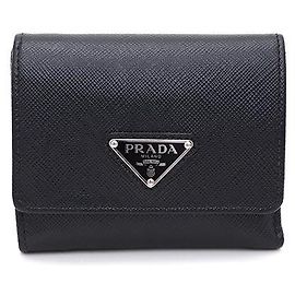 Prada Triangle Logo Saffiano Leather Wallet Black
