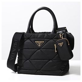 Prada Piccola borsa tote in nylon imbottito Nero