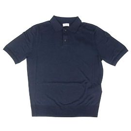 Moncler Polo de malha de seda e linho Azul